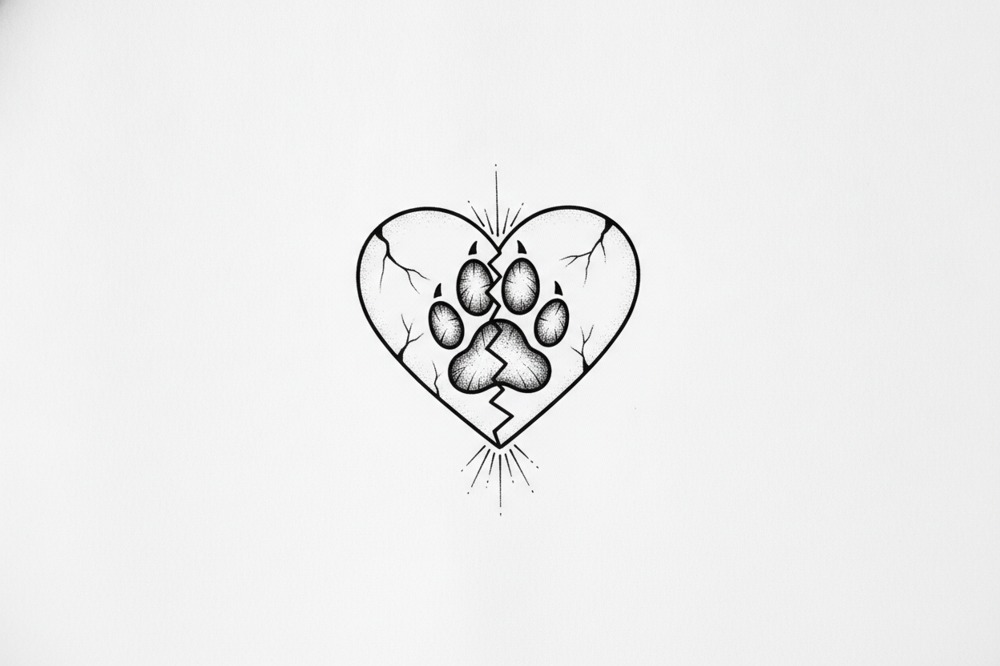 How Do You Combine A Paw Print And A Heart In One Tattoo?