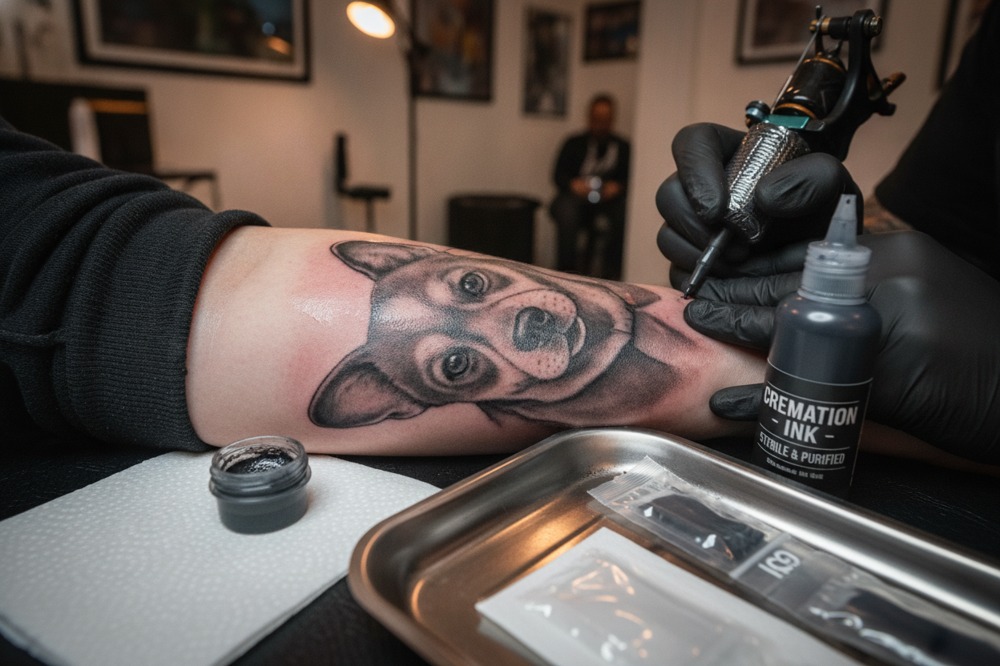 What Ink Are The Prepared Ashes Blended Into?